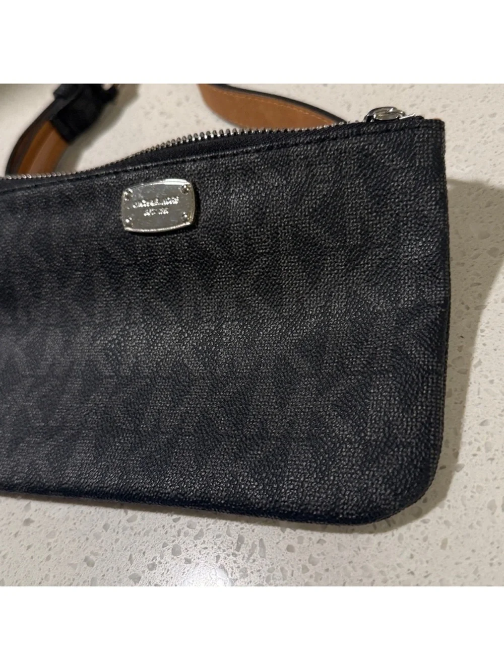 Michael Kors‎ Logo Belt Bag Black Gray Brown Waist Fanny Pack Purse Sz Medium